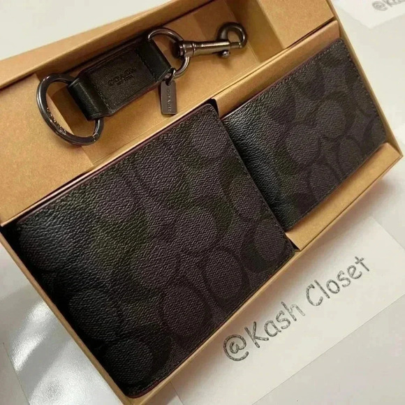 Coach Mens Wallet Set 3 In 1 Boxed Gift Set In Signature Canvas - Picture 6 of 9
